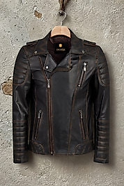 Modric Hakiki Deri Erkek Vintage Eskitme Biker Motorcu Tarzı Mont