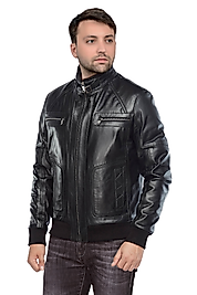 Asensio Hakiki Deri Erkek Siyah Mont