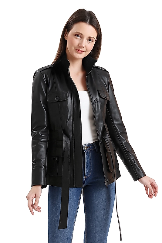 Patricia Hakiki Deri Kadın Siyah Ceket