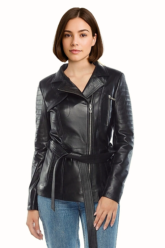 Perla Hakiki Deri Kadın Siyah Ceket