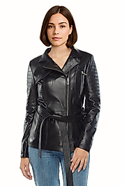 Perla Hakiki Deri Kadın Siyah Ceket