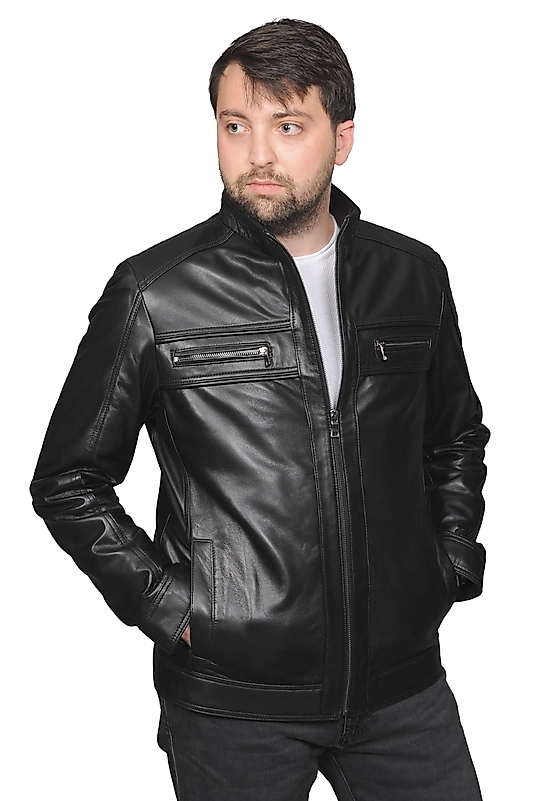 Torres Hakiki Deri Erkek Siyah Mont