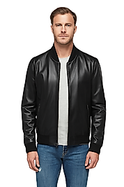 Kolej Tarzı Hakiki Deri Erkek Siyah Spor Mont