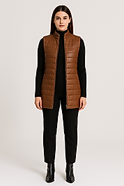 Tanya Hakiki Deri Kadın Taba Şişme Yelek