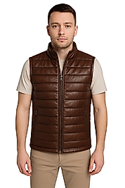 Ramos Hakiki Deri Erkek Taba/Kahve Şişme Yelek