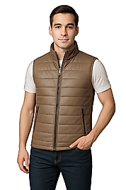 Ramos Hakiki Deri Erkek Vizon Tafta Şişme Yelek