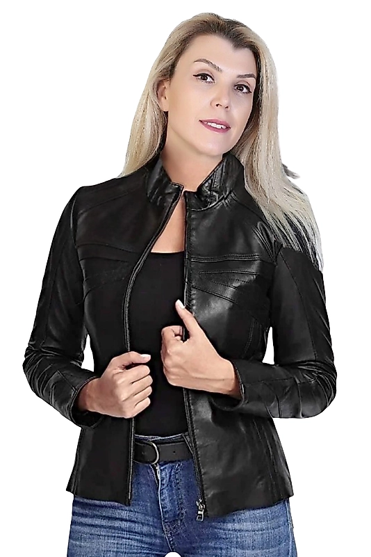 Azalea Hakiki Deri Kadın Siyah Ceket