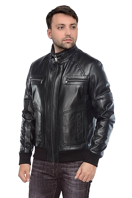 Asensio Hakiki Deri Erkek Siyah Mont