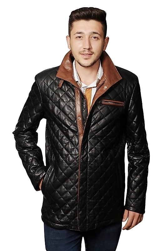 David Hakiki Deri Erkek Lacivert Kapitone Kaban