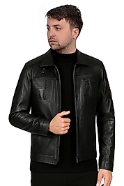 Mbappe Hakiki Deri Erkek Siyah Ceket