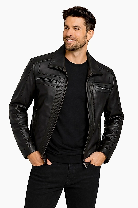 Jack Hakiki Deri Erkek Siyah Ceket