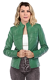 Azalea Hakiki Deri Kadın Yeşil Ceket